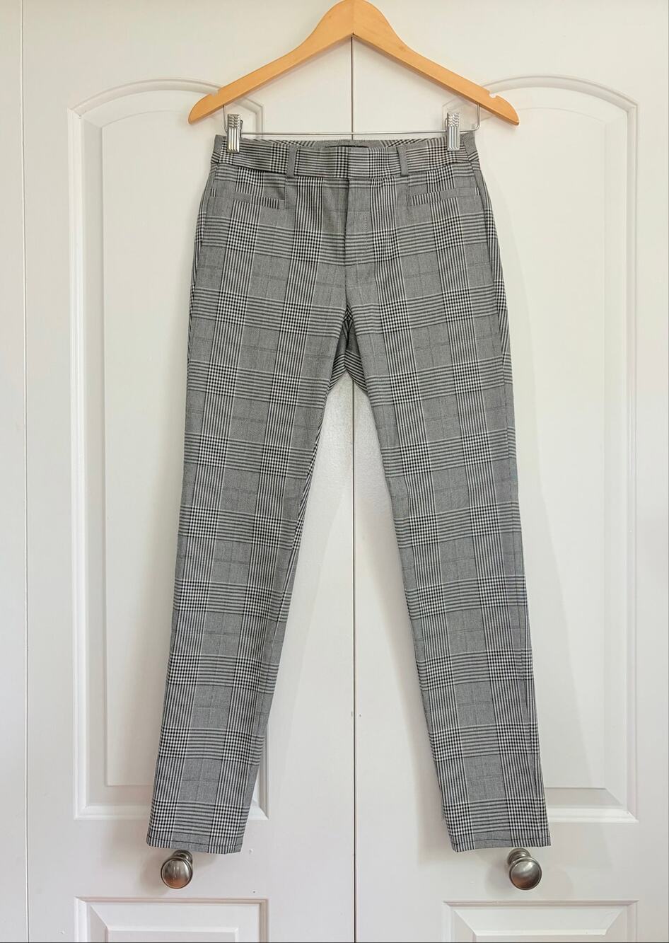 Banana Republic Sloan Plaid Slim Ankle Dress Pants Gray Black Women’s 0